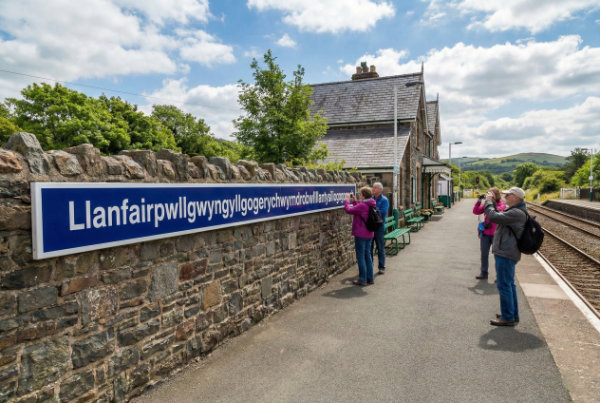 Llanfairpwllgwyngyllgogerychwyrndrobwllllantysiliogogogoch railway sign