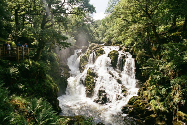 Swallow Falls thundering waterfall near Betws-y-Coed